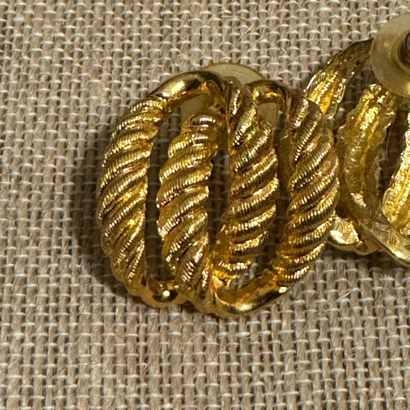 Gold Twisted Rope Earrings - Picture 2 of 9